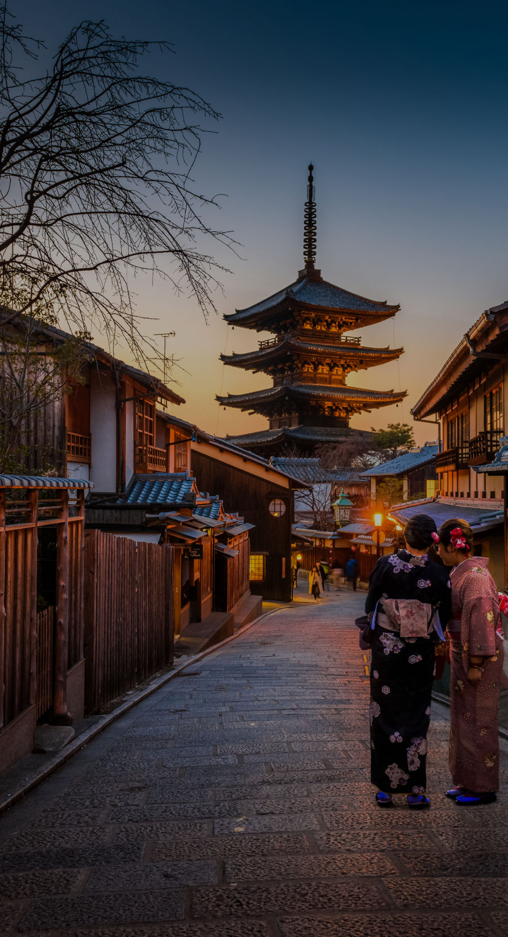 Kyoto street at dusk